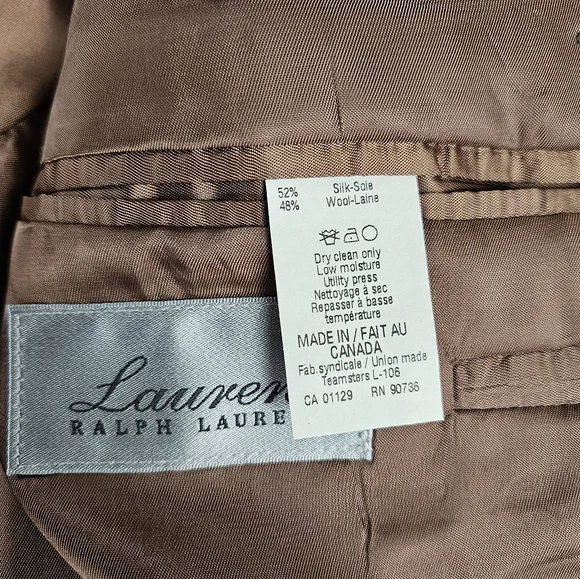 Lauren‎ Ralph Lauren Classic Brown Silk Wool Houndstooth Men's Blazer Size 42R